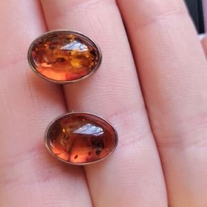 Beautiful amber and silver earrings